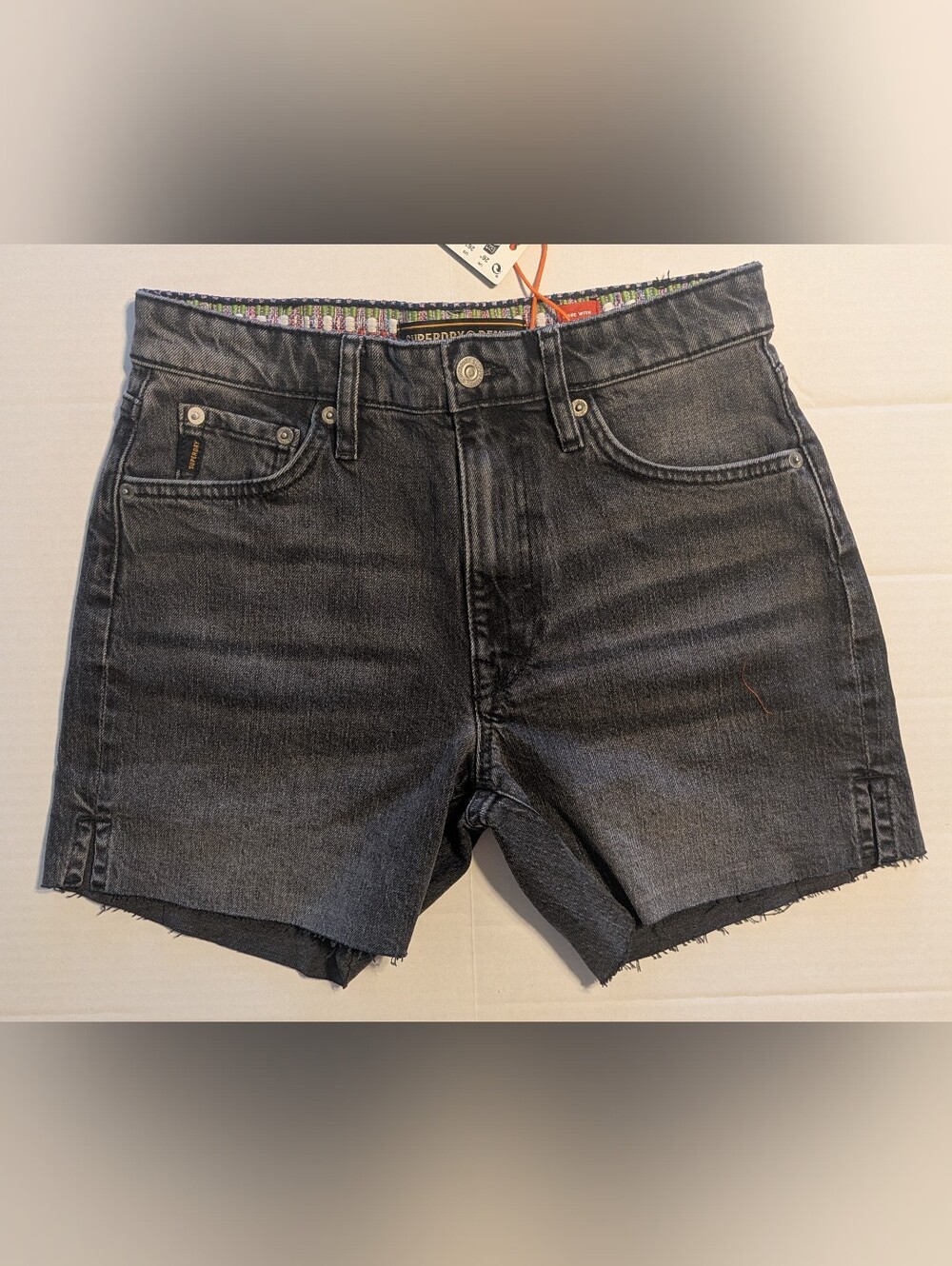 Superdry Women’s Charcoal Black Denim Cutoff Shorts- Size 26 (NWT)